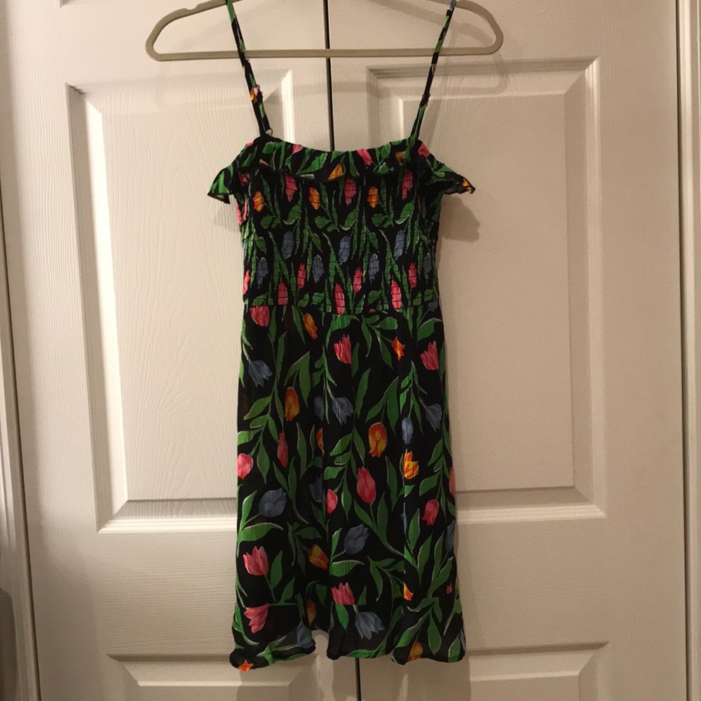 Green Floral Sabrina Gauze Mini Smocked Dress NWT - Picture 2 of 8